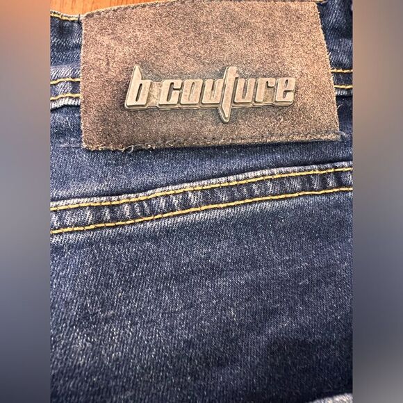 B Couture High Barnet Taper Fit Jeans Paint Splatter Mid Blue Stretchy Men Sz 36 - Picture 5 of 12